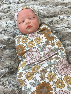 Vintage Floral Infant Swaddle Blanket