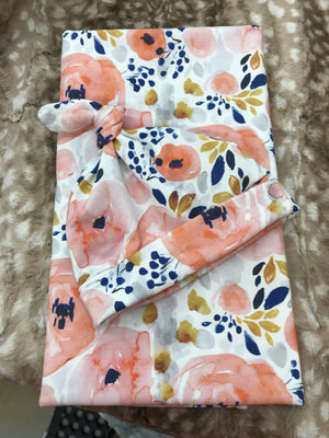 Sweet Floral Peach Infant Swaddle Blanket