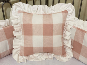 Blush Pink Buffalo Plaid Crib Bedding - Girl Baby Bedding, Crib Rail Cover