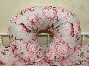 Pink Peonie Floral Nursing Pillow Cover