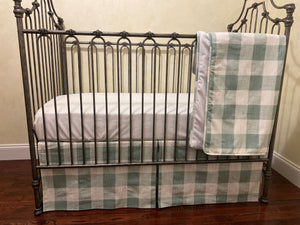 Sage Green Buffalo Plaid Baby Bedding, Gender Neutral Buffalo Plaid Crib Bedding Set