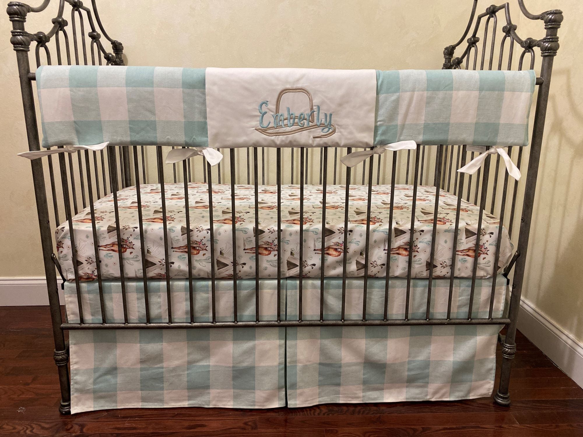 Baby Girl Horse Crib Bedding, Cowgirl Baby Bedding, Plaid Bedding