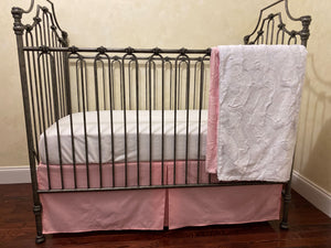 White and Pink Crib Bedding, Girl Baby Bedding, Crib Rail Cover Set