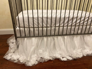 White Girl Crib Bedding Set Giselle - Princess Crib Bedding, Ballerina Baby Bedding, Crib Rail Cover