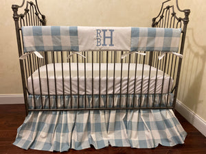 Blue Buffalo Plaid Baby Boy Crib Bedding