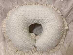Ivory Minky Dot Nursing Pillow Cover with Ruffle