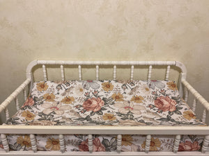 Girl Crib Bedding, Linen and Vintage Floral Baby Bedding