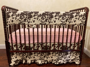 Girl Western Baby Bedding, Cowgirl Crib Bedding, Cowhide, Pony Baby Bedding, Crib Rail Cover