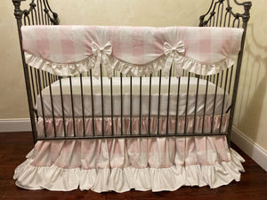 Pink Plaid Baby Girl Crib Bedding, Buffalo Check Girl Baby Bedding, Crib Rail Cover