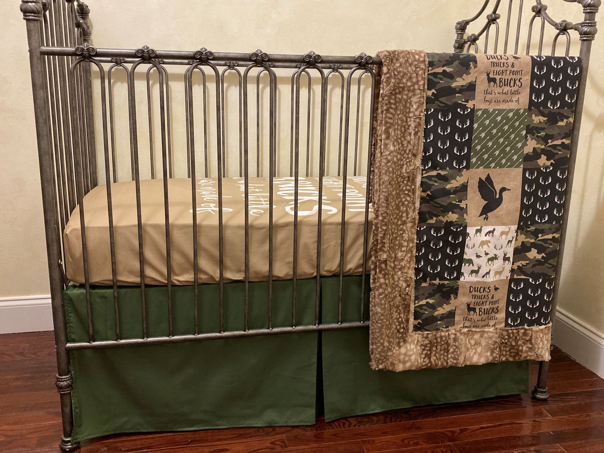 Hunter Green Ducks, Trucks, and Bucks Bedding, Boy Baby Bedding