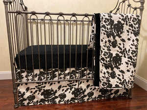 Black and White Cowhide Crib Bedding, Pony Hide Baby Bedding, Boy Baby Bedding, Western Nursery Bedding