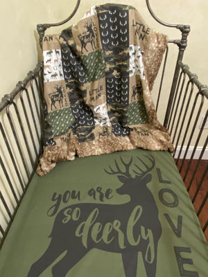 Baby Boy Woodland Crib Bedding Set, Deer Crib Bedding, Camo Crib Bedding