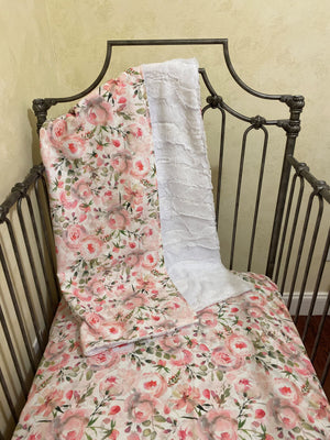 Baby Girl Floral & Pink Crib Bedding, Girl Baby Bedding in Pale Pink