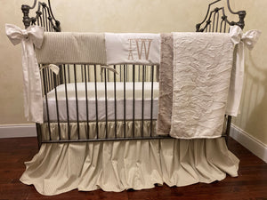 Khaki Stripe Baby Boy Crib Bedding