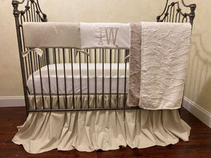 Khaki Stripe Baby Boy Crib Bedding