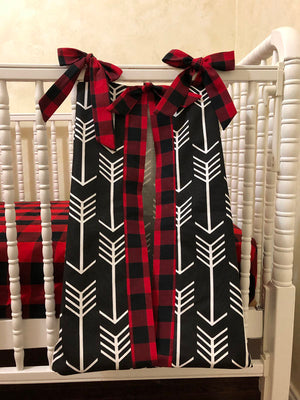 Diaper Stacker - Black Arrows with Red Plaid