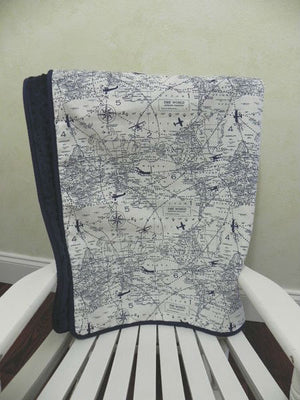 Navy Air Traffic Map with Navy Baby Blanket