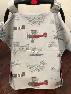 Car Seat Cover - Vintage Air Plane with Navy