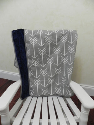 Gray Arrows and Navy Baby Blanket