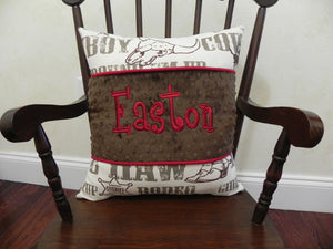 Cowboy Rodeo with Brown and Crimson Red Specialty Pillow