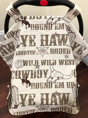 Car Seat Cover - Cowboy Rodeo with Brown