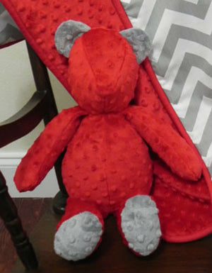 Snuggle Pal Bear - Red with Gray