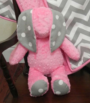 Snuggle Pal Bunny - Medium Pink with Gray Dots
