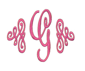 Single Letter Monogram with Scrolls