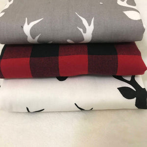 Baby Burp Cloth Set - Woodland Burp Cloths, Gray Deer, Black Deer, Red & Black Plaid