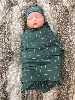 Hunter Green Chevron Infant Swaddle Blanket