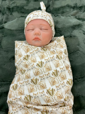 Kitty Cats in Earth Tones Infant Swaddle Blanket