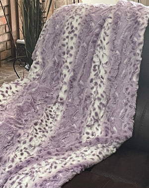 Minky Adult Blanket, Lavender Lynx Luxe Minky, Teen Blanket, Dorm Blanket
