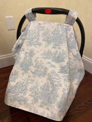 Car Seat Canopy Cover - Blue Toile