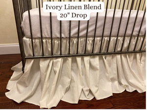Linen Blend Gathered Crib Skirt -  Choose Your Color
