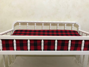 Little Man Moose Woodland Crib Bedding Set in Red and Black - Boy Baby Bedding, Crib Rail Cover