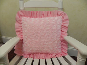 Light Pink Minky Rose with Light Pink Accent Pillow