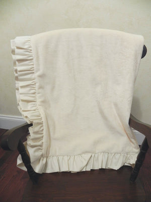 Ivory Smooth Minky Baby Blanket with Ruffle