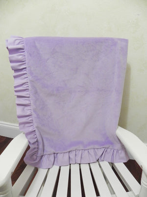 Lavender Smooth Minky Baby Blanket with Ruffle