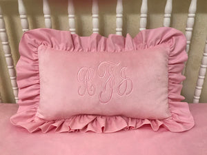 Light Pink Smooth Minky with Light Pink Accent Pillow
