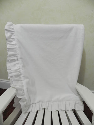 White Smooth Minky Baby Blanket with Ruffle